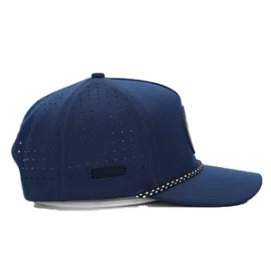 Chapéu de pvc com 5 painéis, logotipo personalizado, perfurado à prova d' água, bonés de beisebol, esporte, secagem rápida