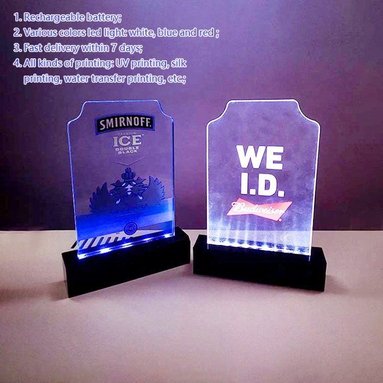Brand Advertising Baterry Supply Light Up Printed Electronic Menu Stand Acrylic Menu Holder LED Custom
