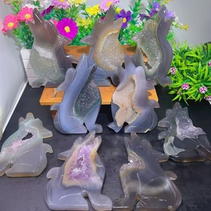 Figura de <span class=keywords><strong>Lobo</strong></span> Tallada en Geoda de Ágata al por Mayor, Figura de <span class=keywords><strong>Lobo</strong></span> de Cristal Druzy Natural, Adorno de Piedra Preciosa Pulida para Sanación y Decoración <span class=keywords><strong>del</strong></span> Hogar - Product Image 2