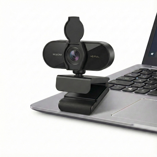 1080P HD PC Web Camera with Microphone Circular Webcam Cover for Privacy Protection Plug and Play USB Webcam
