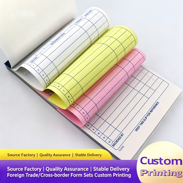 Custom Printed Carbonless Copy Paper Invoice Receipt Book 2/3 Ply Custom Logo Business Order Form NCR Paper Blue Printing