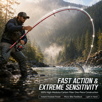 Canne à pêche 100% fibre de carbone 6'10" à action rapide, canne spinning monobloc légère pour la pêche aux leurres en eau douce