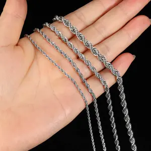 Width 2/3/4/5mm Stainless Steel Gold Rope Chain Necklace Twisted Stainless Steel Necklace Chain Silver Gold