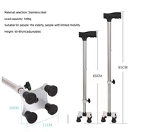Canne de marche réglable antidérapante en aluminium, portable, rétractable et pliable, à quatre pieds