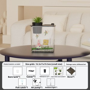 Aquarium transparent en acrylique, résistant aux chocs, petit réservoir écologique pour la décoration de salon à domicile - Product Image 6