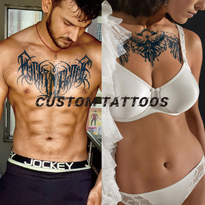 Pegatinas <span class=keywords><strong>de</strong></span> <span class=keywords><strong>tatuaje</strong></span> <span class=keywords><strong>de</strong></span> <span class=keywords><strong>pecho</strong></span> semipermanentes impermeables no tóxicas personalizadas, tinta realista a prueba <span class=keywords><strong>de</strong></span> sudor para mujeres y hombres, arte corporal - Product Image 3