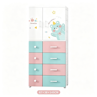 Armoire en plastique pour enfants avec porte et tiroirs, grande capacité, pour chambre d'enfant, commode de rangement