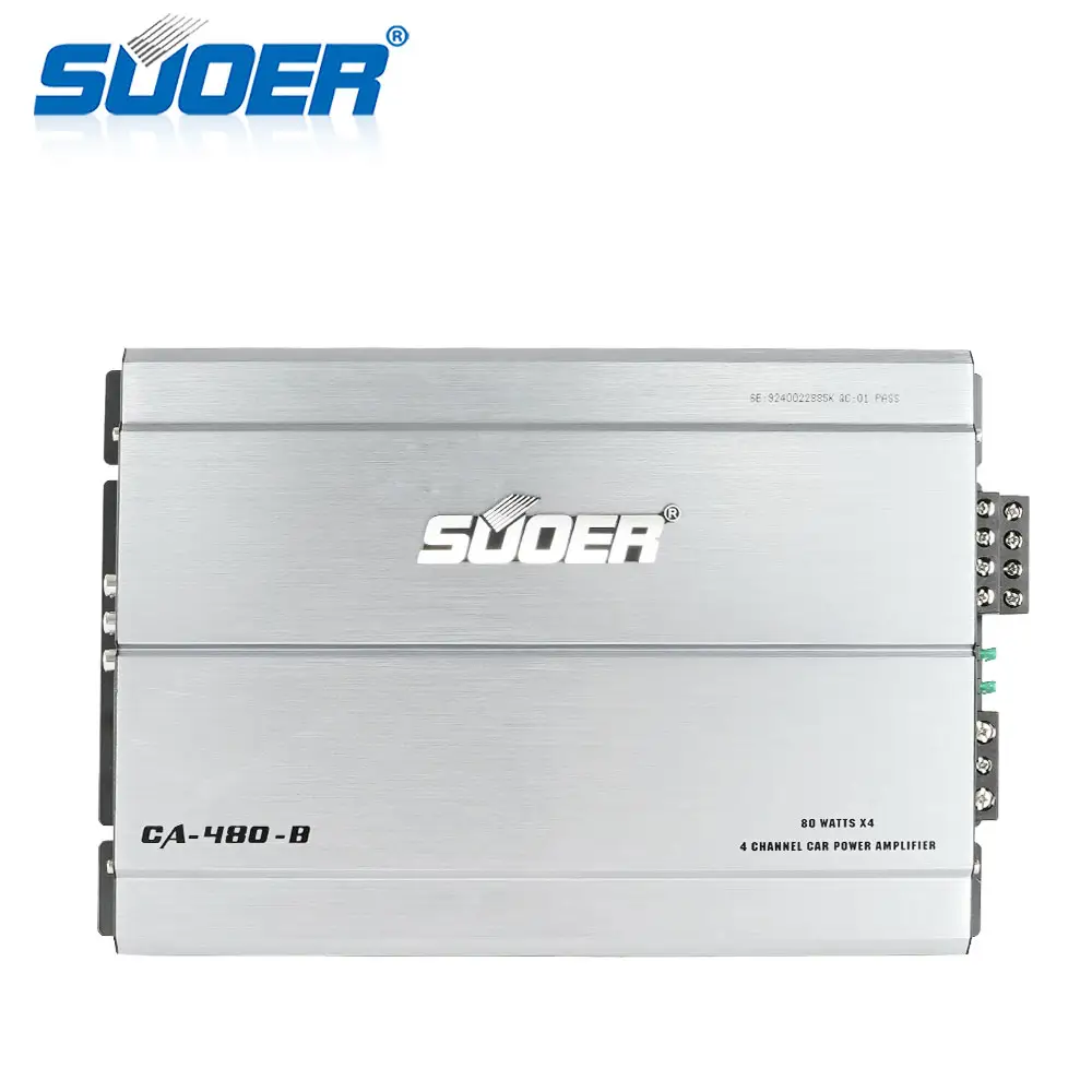 Suoer CA-480-B 12V 1000 Watt Auto Versterker Power 4 Kanaals Geluid Auto Stereo 5000W 3200W 4X80W Oem Auto Audio Versterker