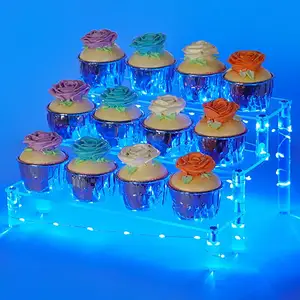 VONVIK丙烯酸立管展示架带灯纸杯蛋糕食品甜点支架货架桌面丙烯酸透明立管