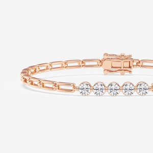 Fine <b>Anklet</b> 1 CTW Round Lab Grown Diamond Five Stone Adjustable Bracelet 6 Inch Elegant Dainty Everyday Jewelry for Women - Product Image 3