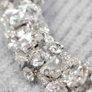 Suéter de Punto de Lana y Alpaca para Mujer, Elegante, Gris, Cuello Redondo, Manga Larga, Cierre de Botón, Adornado con Pedrería, Transpirable, para Primavera - Product Image 4