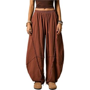 Pantalones Harem de Lino para Mujer FOXA, Estilo Vintage con Ribete Crudo, Corte Holgado, Pantalones de Disfraz de Pirata, Pantalones Hippies Renacentistas - Product Image 1