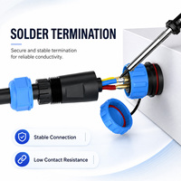 Conector Industrial Impermeable SP17 IP68 de 2, 3, 4, 5, 7, 9 Pines, Acoplamiento Roscado, Enchufe Redondo Macho y Hembra, 500V