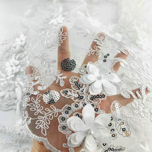 <span class=keywords><strong>Tessuto</strong></span> di pizzo di poliestere di alta qualità con <span class=keywords><strong>nappa</strong></span> bordo decorazione Tulle <span class=keywords><strong>tessuto</strong></span> da ricamo per signora vestito - Product Image 5