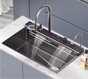 Fregadero Rectangular Multifuncional de Acero Inoxidable 304, Fabricado a Máquina, con Siete Llaves, Montaje Inferior, Moderno, de una Sola Tina, con Superficie Nano - Product Image 2