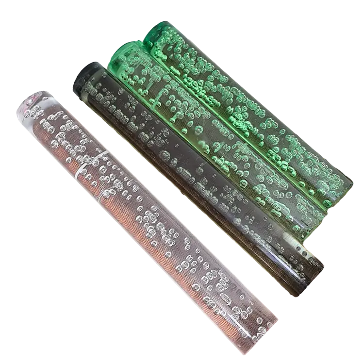 Excrusion renkli şeffaf şeffaf kabarcık akrilik kabarcık çubuk PMMA yuvarlak renkli plastik boru için Led dekorasyon ışığı Bar