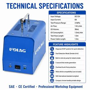 เครื่องตรวจจับรอยรั่วควันแบบพกพา UDIAG ALT200 สำหรับยานยนต์ เครื่องทดสอบรอยรั่ว EVAP พร้อมปั๊มในตัว ตรวจจับควันเร็วภายใน 5 วินาที โหมดคู่ 12V สำหรับรถยนต์และรถบรรทุก - Product Image 6