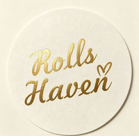 Autocollants en feuille d'or rose PP imperméables imprimés QiLing, 500 pièces par rouleau, diamètre 25 mm, étiquettes « Merci » pour promotions