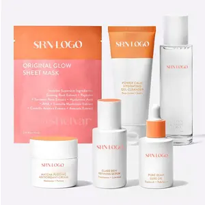 Custom LOGO Sweet Peach Glass Health Glow Skin Brightening Lightening Niacinamide Facial Skin Care Set