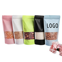 Sacs Mylar refermables colorés en PE, mats/brillants, de qualité alimentaire, durables, à fermeture éclair, type pochette verticale