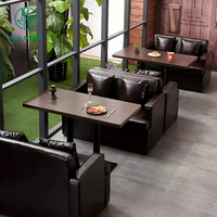 Modernes Luxus Coffee Shop Quadrat Holz Leder Commercial McDonald Pizza Restaurant Stuhl Tisch und Stuhl Sets Sofa Möbel