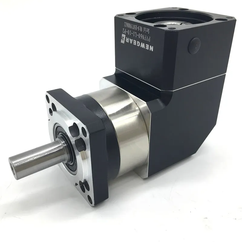 90 derece sağ açılı planet dişli kutusu oranı 5:1,10:1 ~ 100:1 redüktör çıkış 14mm Nema23 step Motor için 60mm Servo Motor