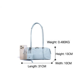 Borsa Boston di Lusso da Donna con <span class=keywords><strong>Tracolla</strong></span> <span class=keywords><strong>a</strong></span> Barilotto, Design Minimalista, con Mini Pochette Staccabile, Borsa Sottospalla Boutique Pronta per la Vendita all'Ingrosso - Product Image 5