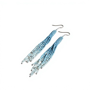 Bohemian Tassel <b>Drop</b> Earrings Women's Turquoise Beaded Alloy Antique Bronze Plated Fashion Jewelry Party Style By UO INDIA - Product Image 1