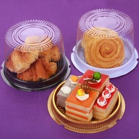 Boîtes à gâteaux jetables en RPET/PET de qualité alimentaire, écologiques, grandes, rondes, transparentes, avec couvercles en dôme, pour l'emballage de gâteaux d'anniversaire, vente en gros