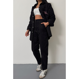 Conjunto de Camisa y Pantalones de Mezclilla Rosa para Mujer - Product Image 3