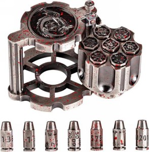 Ensemble de dés en métal EDC Fidget Bullet avec spinner revolver pour DND COC RPG, 7 dés polyédriques, design Cyberpunk <span class=keywords><strong>War</strong></span> Machine - Product Image 5