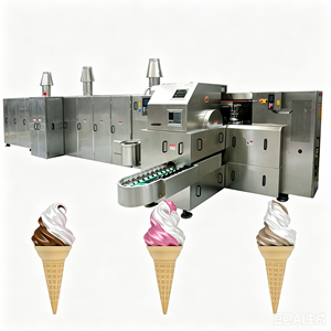 Ligne de production de gaufres à la crème glacée, de gaufres Stroopwafel et de rouleaux d'œufs, machine à fabriquer des cornets de crème glacée - Product Image 1