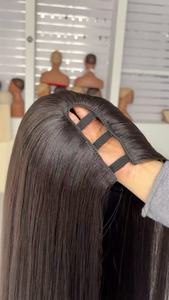 Vente en gros extensions de cheveux humains alignés sur des cuticules brutes perruque frisée birmane en <span class=keywords><strong>U</strong></span> partie perruques en V partie avec demi-perruque de cheveux humains bruts - Product Image 2