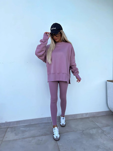 Conjunto Casual de Otoño para Mujer de 2 Piezas, Sudadera con Capucha y Pantalones Ajustados de Manga Larga, Transpirable, de Pana - Product Image 1