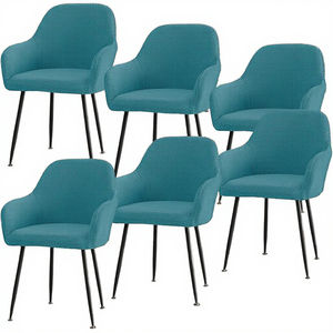 Silla de Comedor Nórdica Moderna de Terciopelo Azul con Patas de Metal, Sillas de Comedor Modernas de Estilo Europeo para Muebles de Restaurante - Product Image 2