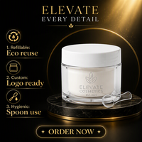 Pot à crème cosmétique transparent en PP, réutilisable, rond, en plastique, avec couvercle à clapet, emballage personnalisé avec logo, 50 ml