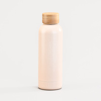 Bouteille d'eau isotherme en acier inoxydable 304 à double paroi avec couvercles en bambou, 500 ml, pour camping, vente en gros