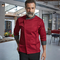 Chaqueta de Chef Ejecutiva para Hombre Uniformates, Sarga de Poliéster/Algodón, Mangas Largas, Diseño Estampado Digital en Relieve, para Restaurante y Bar, OEM