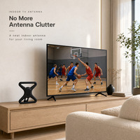 Antena TV Plastik Indoor Amplified 30dbi VHF/UHF 174-862MHz Digital HDTV 4G 5G Filter 75 Ohm Pemasangan Dinding Desktop Rumah