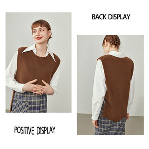 <span class=keywords><strong>Gilet</strong></span> maglione morbido personalizzabile da <span class=keywords><strong>donna</strong></span> autunno e inverno Design di nicchia all'interno e all'esterno indossa <span class=keywords><strong>gilet</strong></span> maglione <span class=keywords><strong>marrone</strong></span> lavorato a maglia Casual - Product Image 4