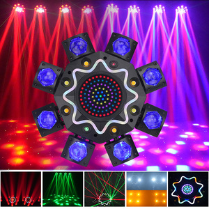 Éclairage de scène multi-effets 150W AC95-245V 50Hz 25CH DMX512 8PCS 10W Bande LED RGBW Stroboscope Blanc/Doré Automatique à la Voix - Product Image 2