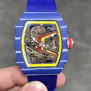 Montre mécanique de luxe en fibre de carbone bleue 2025 avec cadran à aiguilles, anti-rayures, haute qualité, haut de gamme, pour hommes - Product Image 1