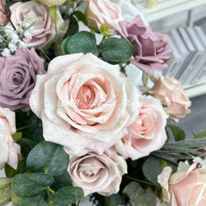 Flores románticas de boda personalizadas de fábrica DKB, corredor de flores artificiales Rosas y blancas para decoración de bodas - Product Image 3