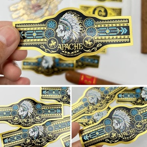 สติกเกอร์ทองคุณภาพสูง เป็นมิตรกับสิ่งแวดล้อม วัสดุกระดาษนูนลายแบบกำหนดเอง ฉลากและแถบติดซิการ์แบบไดคัท - Product Image 2