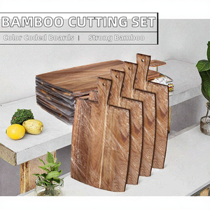 Ensemble de planches à découper rectangulaires en acacia avec support métallique pour viande, légumes, poisson - Utilisation durable en cuisine - Product Image 2