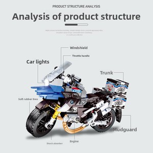 Jouet de construction éducatif DIY en plastique de 40 pièces, moto de simulation à assembler pour garçons de 0 à 3 mois, cadeau du 1er juin - Product Image 2