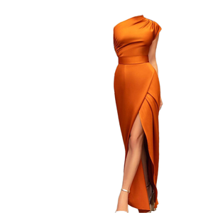 Vestido de Novia Largo Asimétrico de un Solo Hombro con Diamantes, Estilo Europeo y Estadounidense, Elegante y de Secado Rápido, Modelo M3244 - Product Image 1