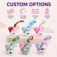 Nouveau produit : Porte-clés en peluche Scar Bear, adorable ours patchwork demi-visage, breloque de sac gothique avec anneau métallique
