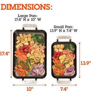 Perforated Design And Metal Handles Round Rectangular Carbon Steel Non-stick Grill <b>Pan</b> Set - Product Image 5