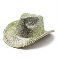 Chapeau de cowboy occidental en velours doré, chapeau fedora en laine de performance, chapeaux hauts pour hommes et femmes, chapeau de cowboy de fête